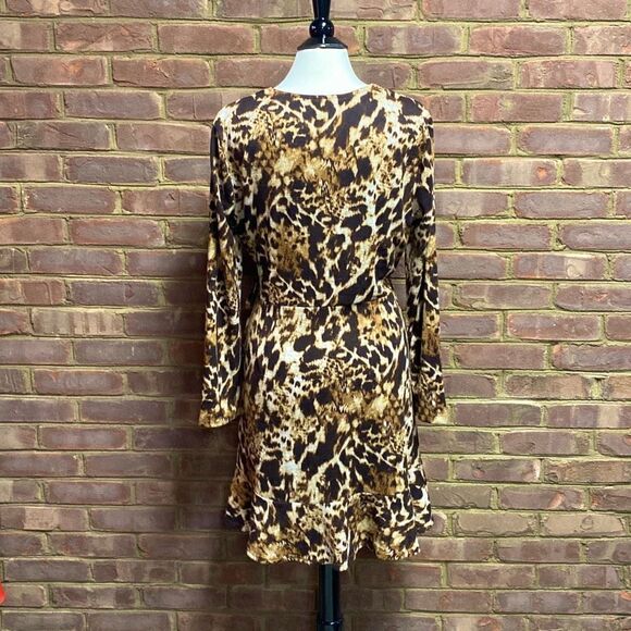Versona Brown Cheetah Print Wrap Dress Size Large NEW - Picture 4 of 7